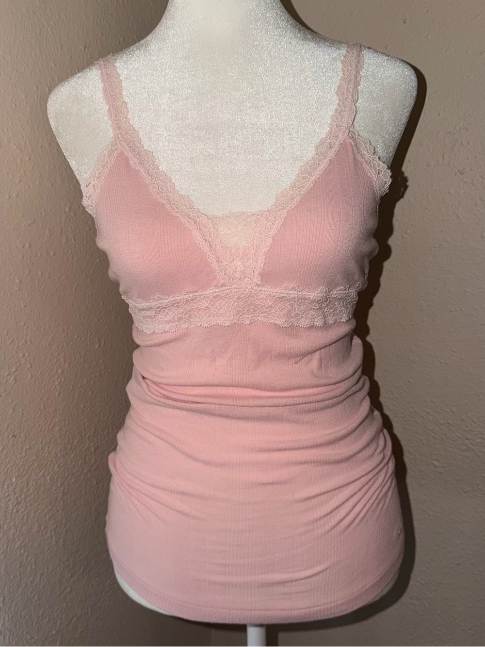 Vintage Y2K Abercrombie & Fitch 2000s Lace Trim Babydoll Cami Tank Top